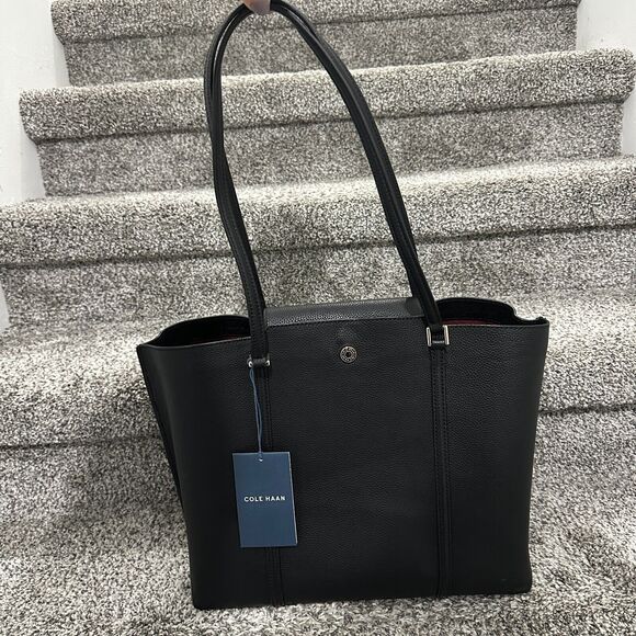 Cole Haan Handbags - NEW Cole Haan Everyday Grand Series Black Leather Tote Bag Top Zip, Retails $310